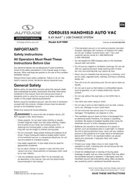 Notice Auto Joe AJV1000 Aspirateur