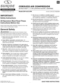 Notice Auto Joe 24VAJCLTW Compresseur