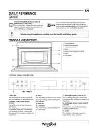 Notice WHIRLPOOL W6 MD440 NB Four micro-onde
