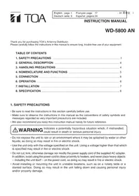 Notice TOA WD5800 Microphone