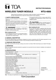 Notice TOA WTU4800 Recepteur