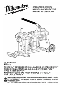 Notice MILWAUKEE M18 FUEL CABLE DRIVE 2871A22 Drain cleaning machine