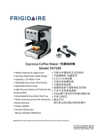 Notice FRIGIDAIRE FD7189 Machine à café