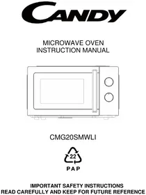 Notice CANDY CMG20SMWLI07 Micro-ondes
