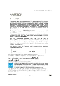 Notice VIZIO M190VACA Téléviseur