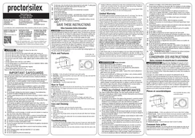 Notice PROCTOR SILEX 22624 Grille pain
