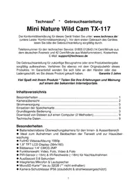 Notice TECHNAXX MINI NATURE WILD CAM TX117 Appareil photo
