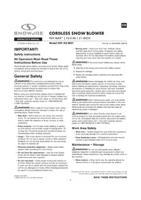 Notice Snow Joe 24VX4SB21 Snow blower