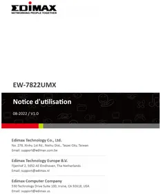 Notice Edimax EW7822UMX Carte réseau / adaptateur