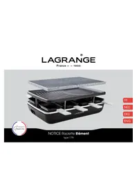 Notice LAGRANGE ELéMENT 179601 Appareil à raclette
