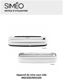 Notice SIMEO MSV250 Appareils à emballage sous vide