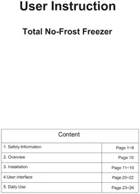 Notice HOOVER HFF 1854 DX Congelatore