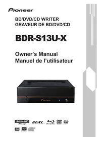 Notice PIONEER BDRS13UX Disque dur