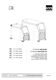 Notice GYS TITANIUM 230 ACDC FV Aparat de sudură