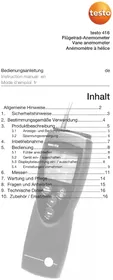 Notice Testo 416 Anémomètre
