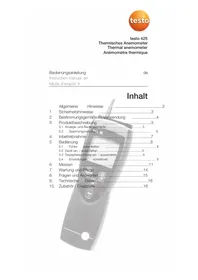 Notice Testo 425 Anémomètre