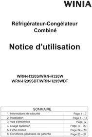 Notice WINIA WRNH320W Réfrigérateur