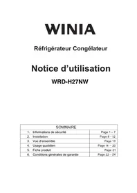 Notice WINIA WRDH27NW Réfrigérateur