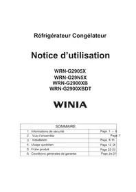 Notice WINIA WRNG2900XB Réfrigérateur
