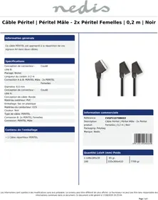 Notice NEDIS CVGP31070BK02 Câble audio/vidéo