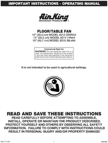 Notice Air King 9218 Ventilateur