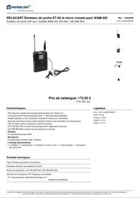 Notice Relacart ET60 Microphone