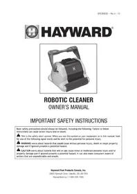 Notice HAYWARD AQUAVAC QUICK CLEAN RC9730CTB Cleaning robot