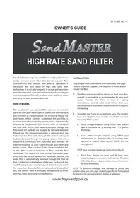 Notice HAYWARD SANDMASTER SM2106T Sand filter