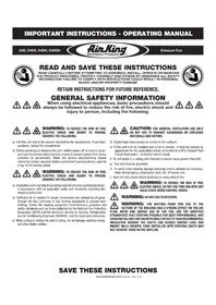 Notice Air King DL4S Ventilateur d'extraction