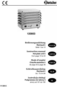 Notice BARTSCHER 120803 Warmhouders