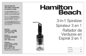 Notice HAMILTON BEACH 59998 Spiraleur alimentaire