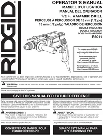 Notice RIDGID R5011 Drill