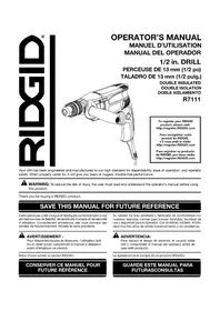 Notice RIDGID R7111 Drill