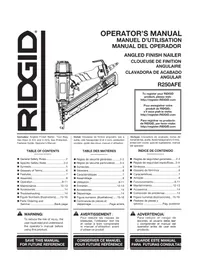 Notice RIDGID R250AFF Stapler