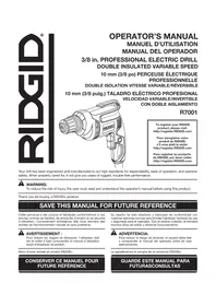 Notice RIDGID R7001 Drill