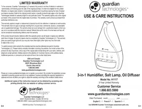 Notice PureGuardian H1117 Humidificateur