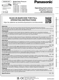 Notice PANASONIC S140MF3E5B κλιματιστικό