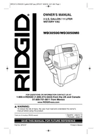 Notice RIDGID WD3050M Aspiradora