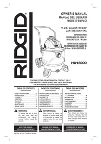 Notice RIDGID HD18000 Aspiradora