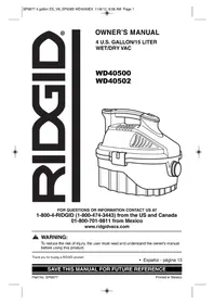 Notice RIDGID WD4051 Aspiradora