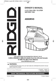 Notice RIDGID 4000RV Aspiradora