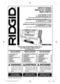 Notice RIDGID HD0318 Aspiradora