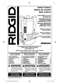 Notice RIDGID HDB600 Aspiradora