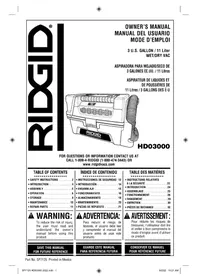 Notice RIDGID HD0300 Aspiradora