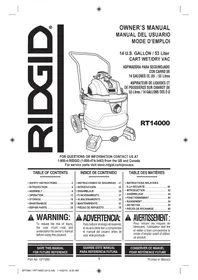 Notice RIDGID RT1400 Aspiradora
