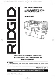 Notice RIDGID PROPACK VT1701 Aspiradora