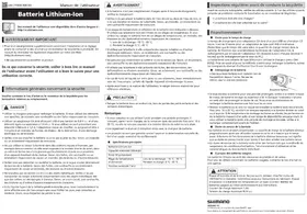 Notice SHIMANO SMBTR2 Batterie