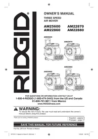 Notice RIDGID AM2288RT Air Conditioning