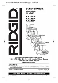Notice RIDGID AM2287 Air Conditioning