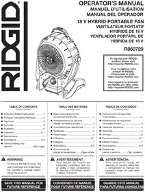 Notice RIDGID R860720 Fan